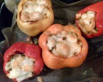 Without Fail Serving Recipe ShrimpScallop and mushroom stuffed Peppers Yummy