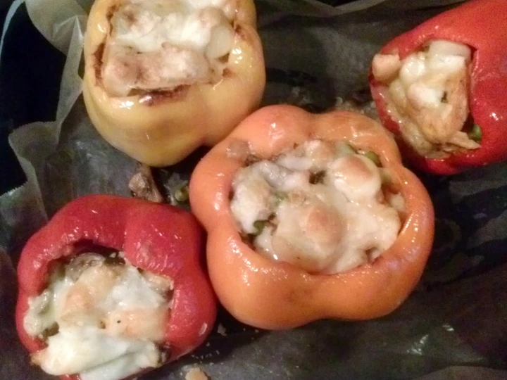 Easy Way Prepare Shrimp,Scallop and mushroom stuffed Peppers the Awesome  So Delicious