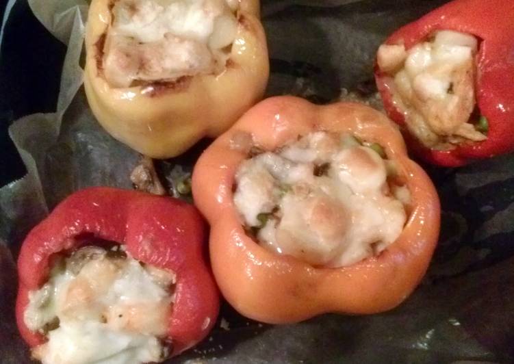 Shrimp,Scallop and mushroom stuffed Peppers