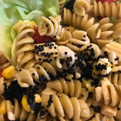A picture of Black Tobiko Pasta Salad.