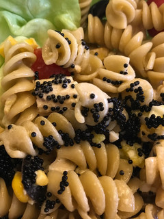 A picture of Black Tobiko Pasta Salad.