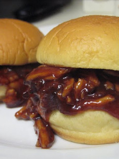 A picture of Spicy Pulled Pork Sandwiches for Impatient People.
