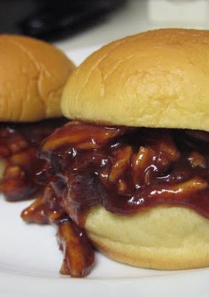 A picture of Spicy Pulled Pork Sandwiches for Impatient People.