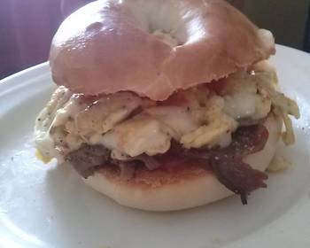 Unique Recipe Deans KickAss Egg Steak And Cheese Bagel Yummy