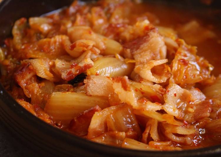 Steps to Make Favorite Super Easy Bacon &amp; Brown Sugar Braised Kimchi