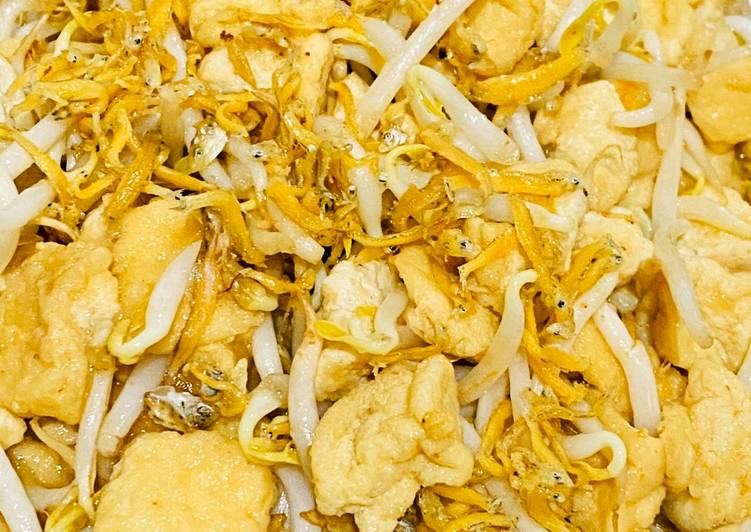 Tumis tahu cambah tidak pedas