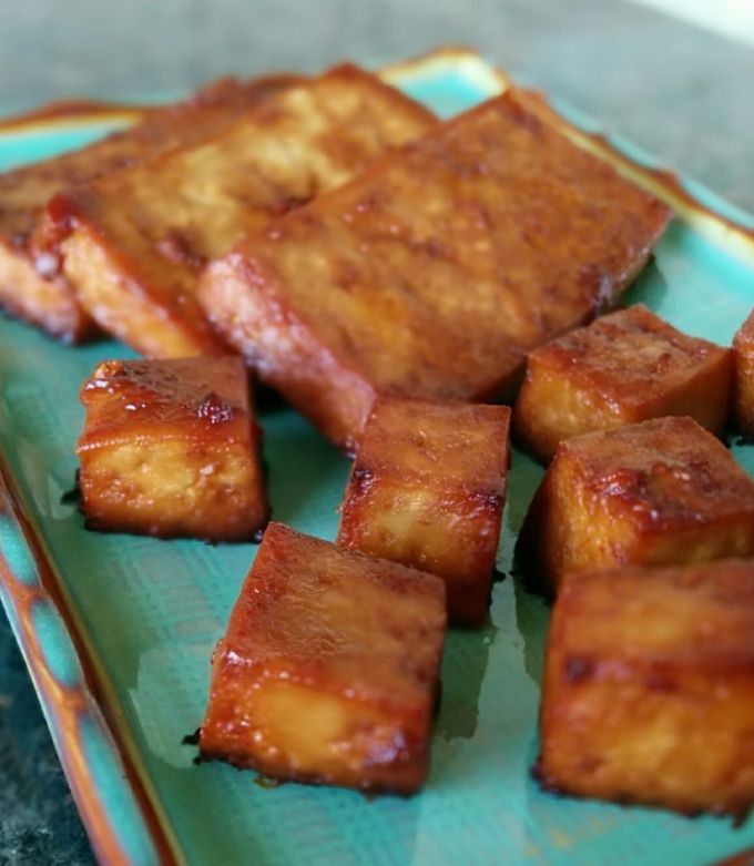 A picture of Marinated Baked Tofu.