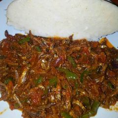 A picture of Ugali and omena# best African delicacy.