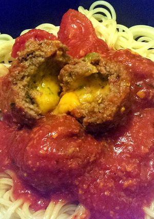 A picture of Sophie's jalapeno cheese filled meatballs.