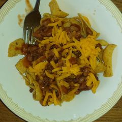 A picture of Frito pie.. (chili beans).