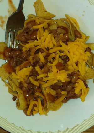 A picture of Frito pie.. (chili beans).