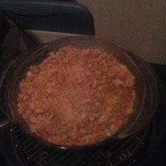 A picture of Spam and hashbrown casserole.