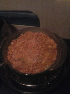 A picture of Spam and hashbrown casserole.