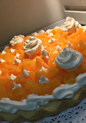 Una foto de Tarta de durazno sin manteca