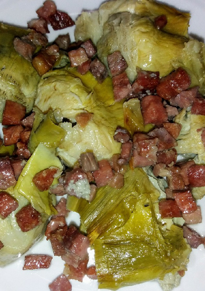 Una foto de Alcachofas salteadas con jamón