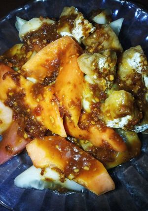 Foto resep Rujak buah bumbu kacang