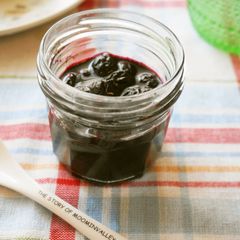 A picture of Reduced Sugar Blueberry Jam Easily Made in the Microwave.
