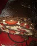 Pionono de chocolate, relleno con crema y frutillas🍓🍓🍫🍫