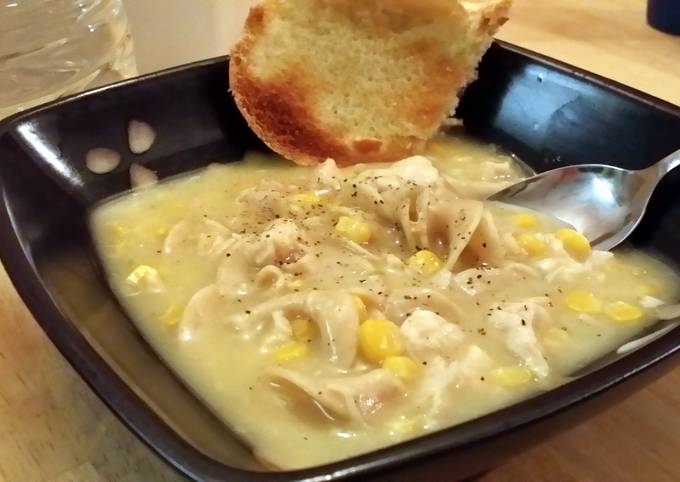 Steps to Make Perfect low calorie - quick creamy chicken noodle soup