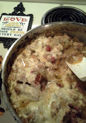 A picture of Pork (or Chicken) and Spanish Cauli-"Rice".