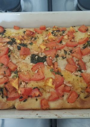 A picture of Foccacia bread.