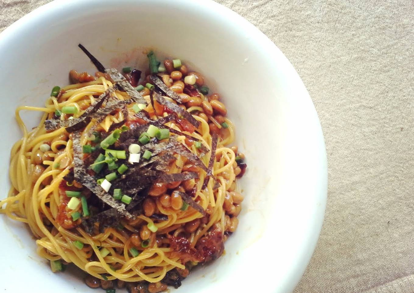 Natto Pasta (Cabonara Style)