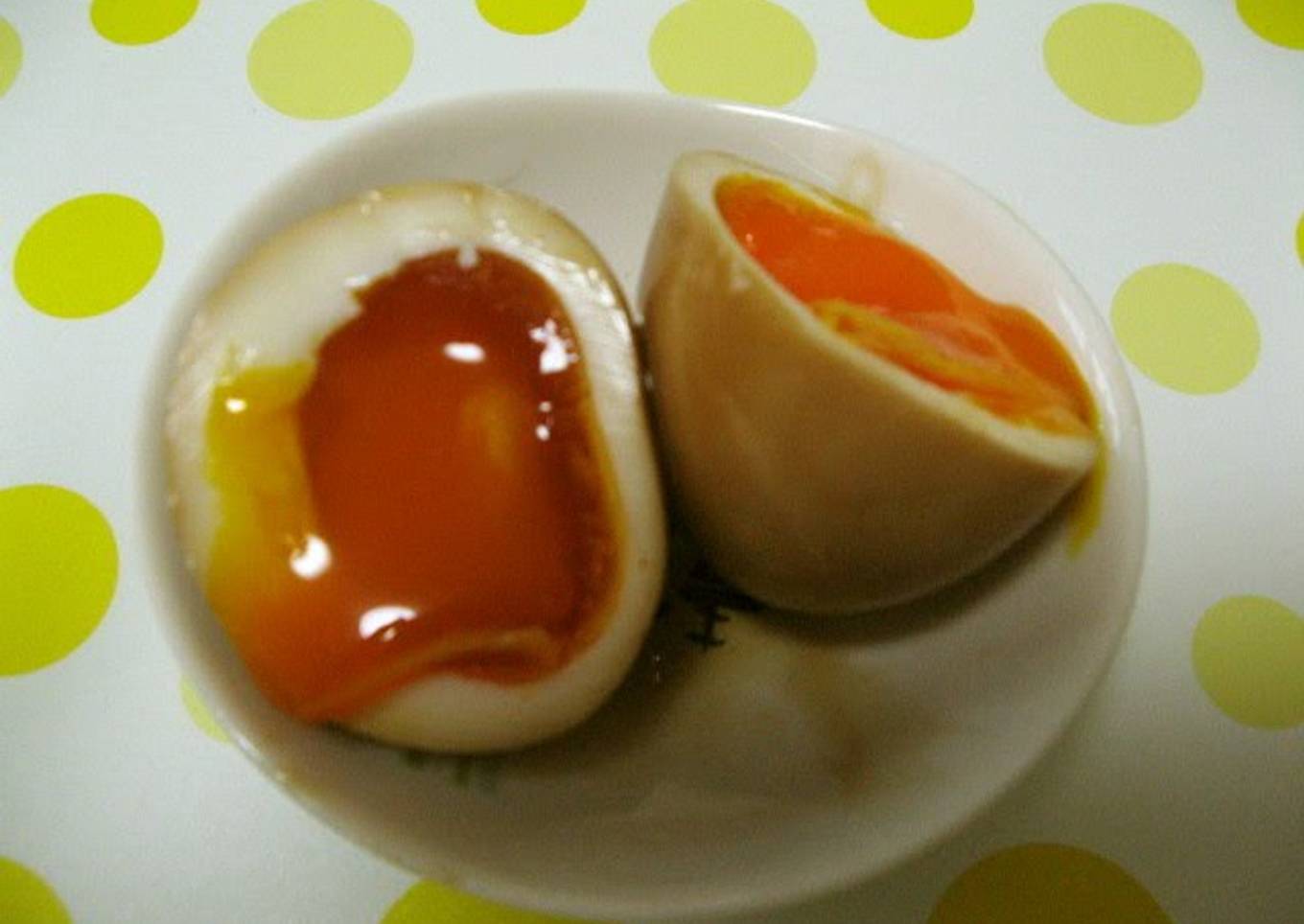 Soft-Set Seasoned Eggs with Okonomiyaki Sauce