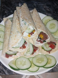 A picture of Tortillas with Mince Filling.