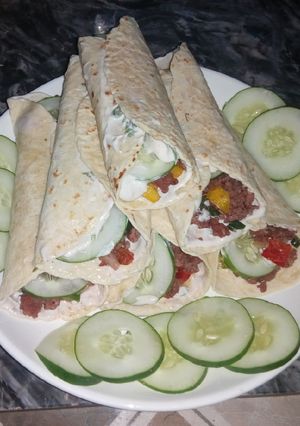 A picture of Tortillas with Mince Filling.