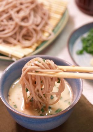 A picture of Cold Soba Noodles with Soy Milk Sauce.