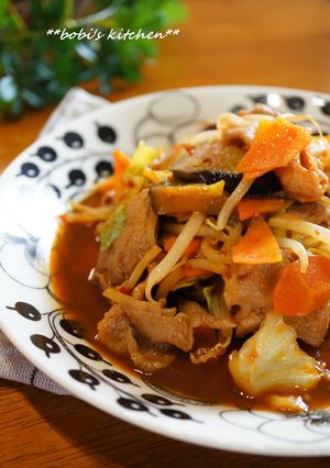 A picture of Sweet and Salty Miso Flavored Stir-Fried Meat and Vegetables.
