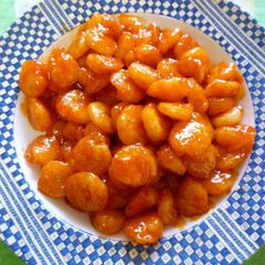 A picture of "Ebi-Kochu" Shrimp with Gochujang (Chili Sauce).