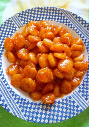 A picture of "Ebi-Kochu" Shrimp with Gochujang (Chili Sauce).