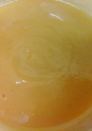 A picture of Carrot and coriander soup with a twist.