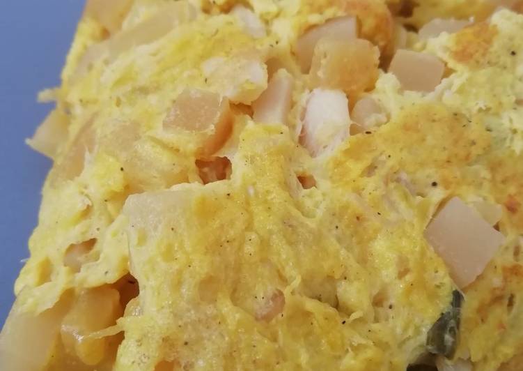 Les Meilleures Recettes de Omelette aux poireaux et pomme de terre (reste de farce de tarte