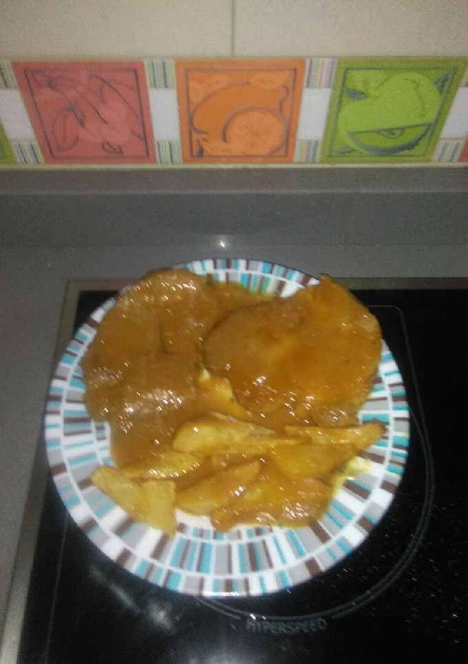 Una foto de Filete de💠pollo🐔con salsa de🍊 naranja 🍴Mi manera 💠💠