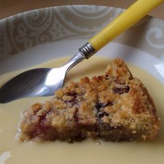 A picture of Vickys Cherry Frangipane-Streusal Cake, GF DF EF SF.