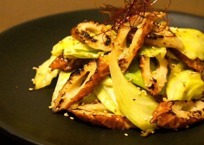 Chikuwa and Cabbage Stir-Fried in Mayonnaise and Ponzu