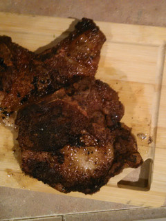 A picture of Pan fried pork chops.
