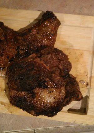 A picture of Pan fried pork chops.