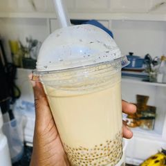 A picture of Brown sugar Boba (bubble tea).