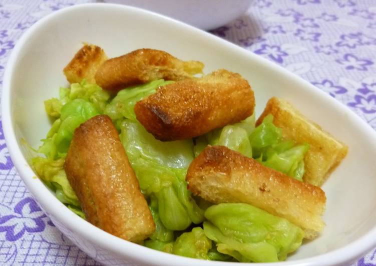 Recipe of Speedy Spring Cabbage and Aburaage with Mustard Soy Sauce
