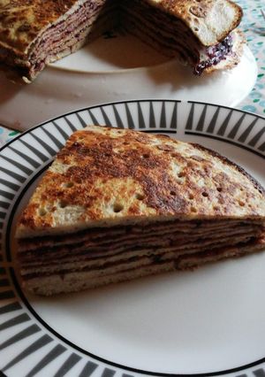 Una foto de Torta de panqueques de avena