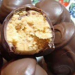 A picture of No Bake Chocolate Covered Peanut Butter Balls.