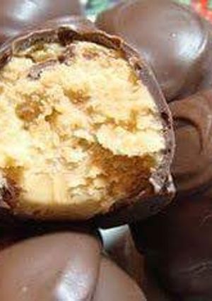 A picture of No Bake Chocolate Covered Peanut Butter Balls.