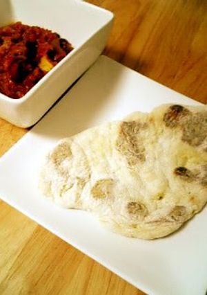 A picture of Naan with Pancake Mix & Silken Tofu.