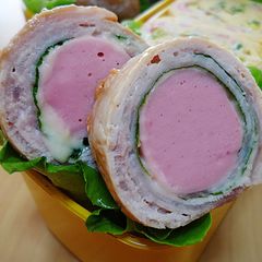 A picture of Japanese-style Meat Rolls with Fish Sausage - For Bentos.