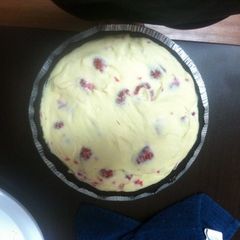 A picture of No-Bake White Chocolate Raspberry Cheesecake.