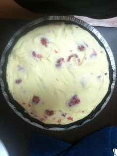 A picture of No-Bake White Chocolate Raspberry Cheesecake.