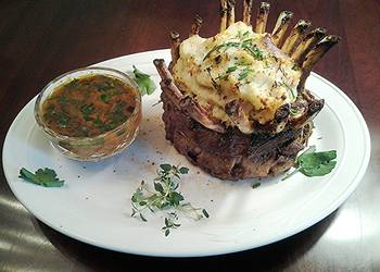 How To Making Recipe Crown Roast Rack of Lamb filled with Mashed Potatos Very Delicious